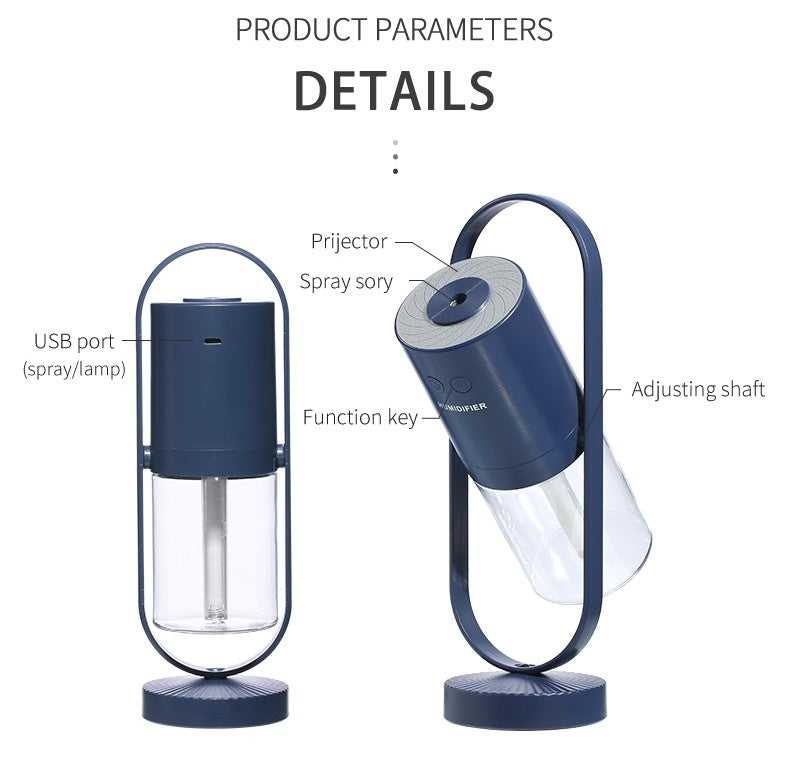 Umidificatore d'aria USB Magic Shadow per la casa con luci notturne di proiezione, nebulizzatore ad ultrasuoni per auto, mini purificatore d'aria per ufficio