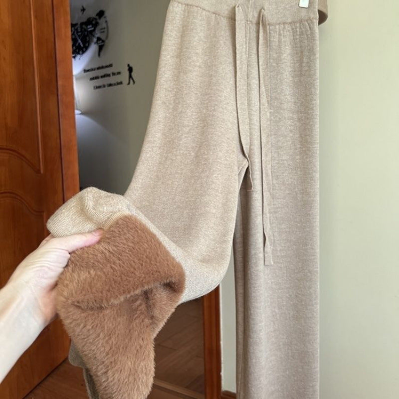 Fashion Simple Knitting Wide-leg Pants For Women