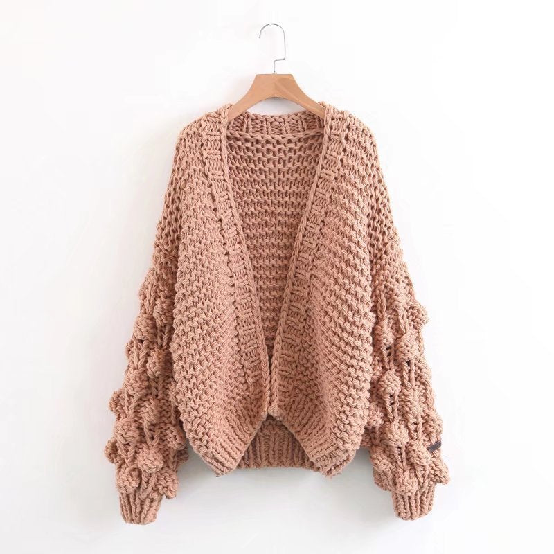 Lantern sleeve sweater coat