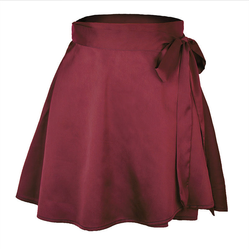 Hip-packed Solid Color Skirt Female Fashion Chiffon Satin High Waist A-Line Short Skirt