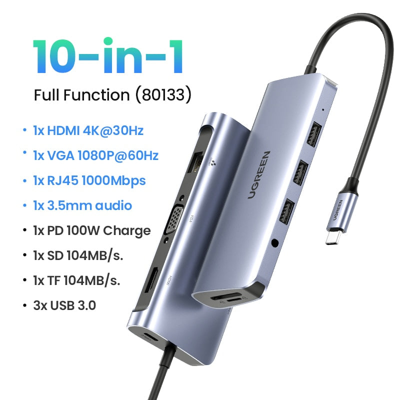 8 Ports Universal USB-C Hubs