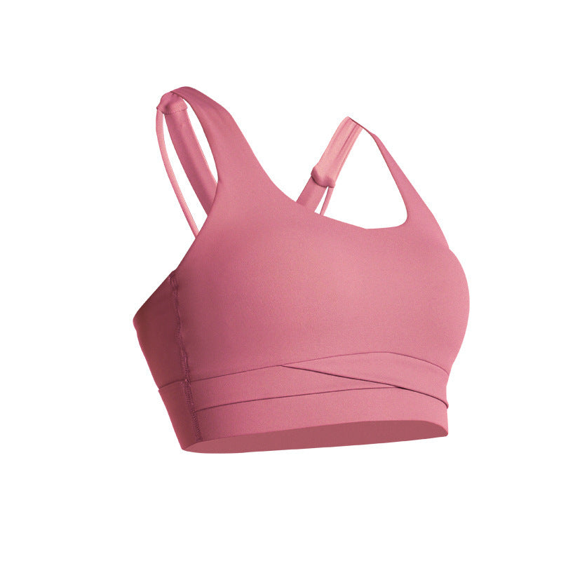 Nuovo reggiseno sportivo fitness europeo e americano color carne, schiena bellissima, corsa, biancheria intima antiurto, gilet da yoga ad asciugatura rapida