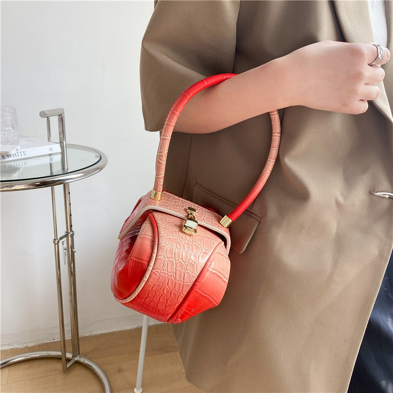 Korean Women's Color Matching Small Round Bag