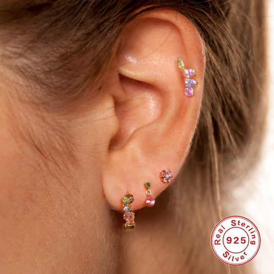 Minimalist Colorful Crystals Ear Studs Niche Advanced