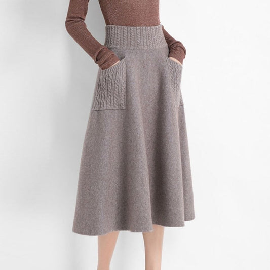 Mid-length Fall Winter Skirt Women's Knitted Bud Skirt Double Pockets