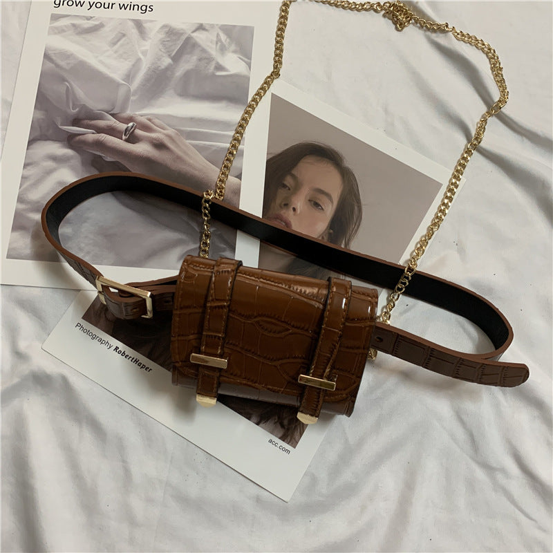 Fashion Trend Belt With Chain Outside Pocket