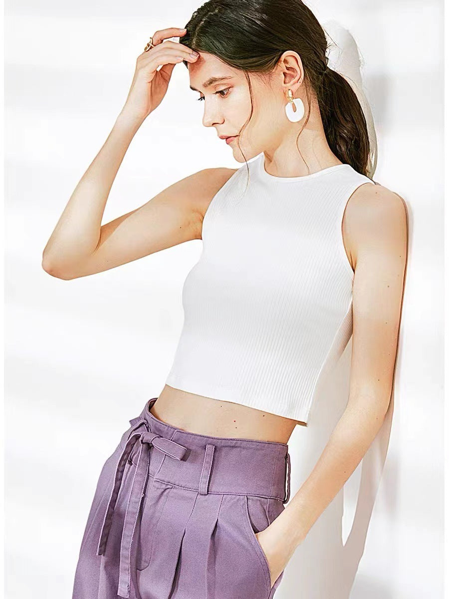 Summer Knitted Slim White Inner Bottoming Top