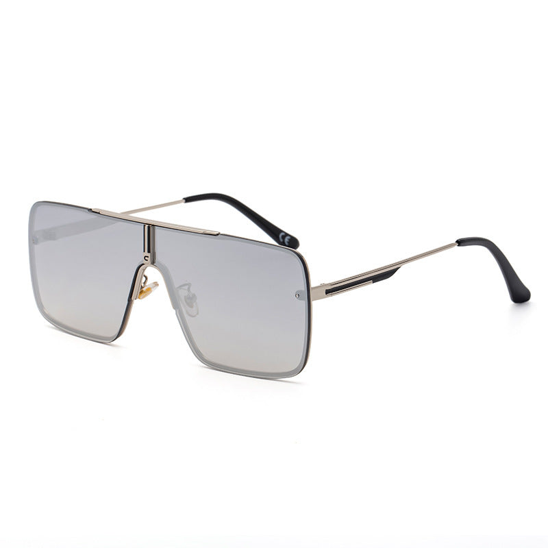 Men's Trendy Metal Large Square One Piece Sunglasses