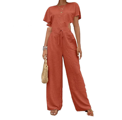 Top Baggy Straight Trousers Two-piece Set