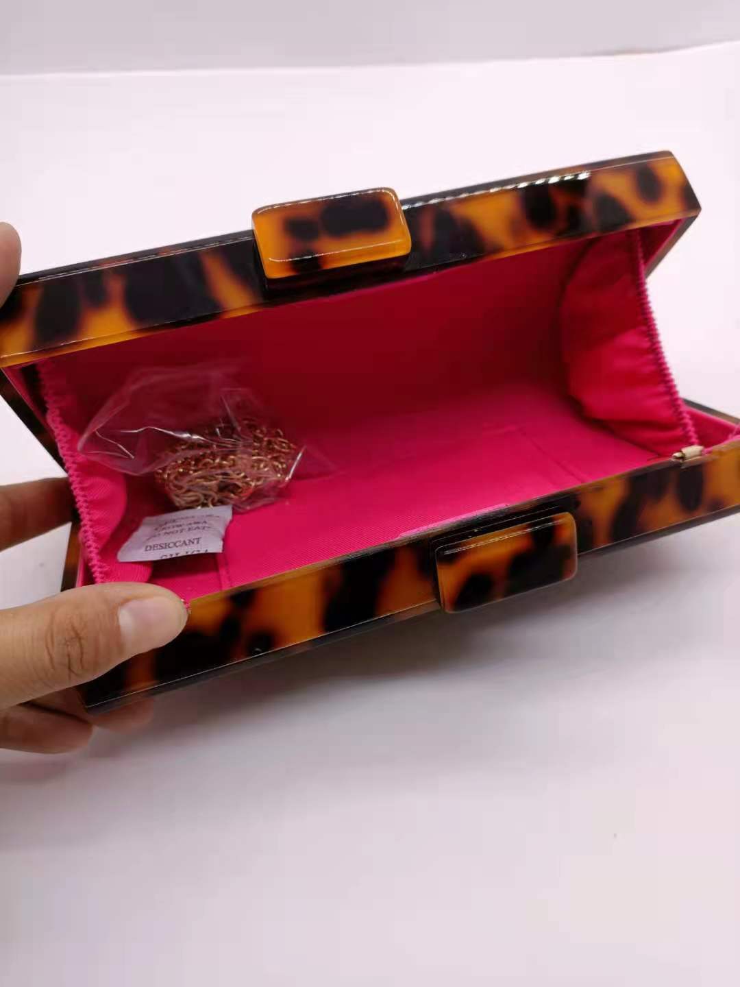 Amber Acrylic Bag Leopard Print Banquet Clutch