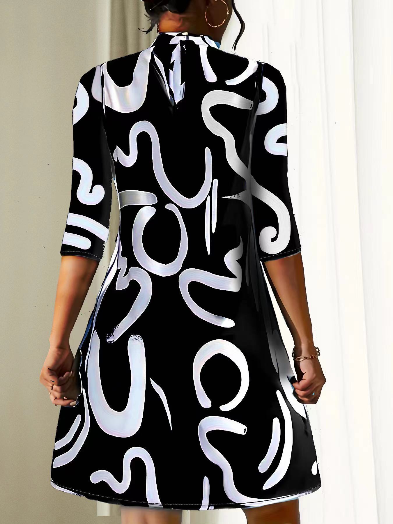 Fashion Printing Dress Polyester Women