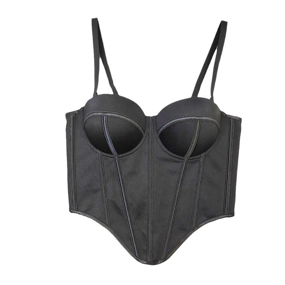 Fried Street Popular Irregular Fishbone Bra Inner Wear Outer Wear Sling Women's Corset Beauty Back Tube Top