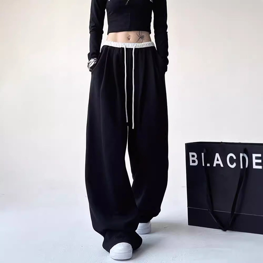 American Black Sweatpants Women's Spring And Autumn