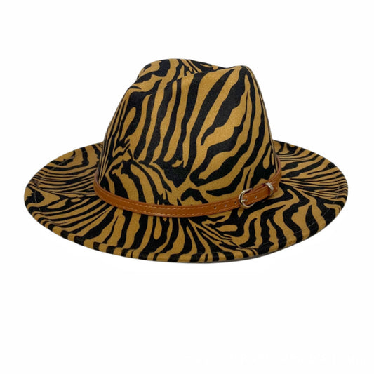 Girls Zebra Prints Sun Protection Fedora Fur Felt Hat