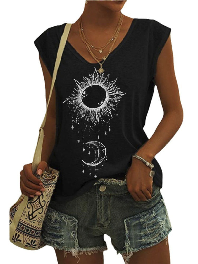 Printed Loose Casual Sleeveless Vest