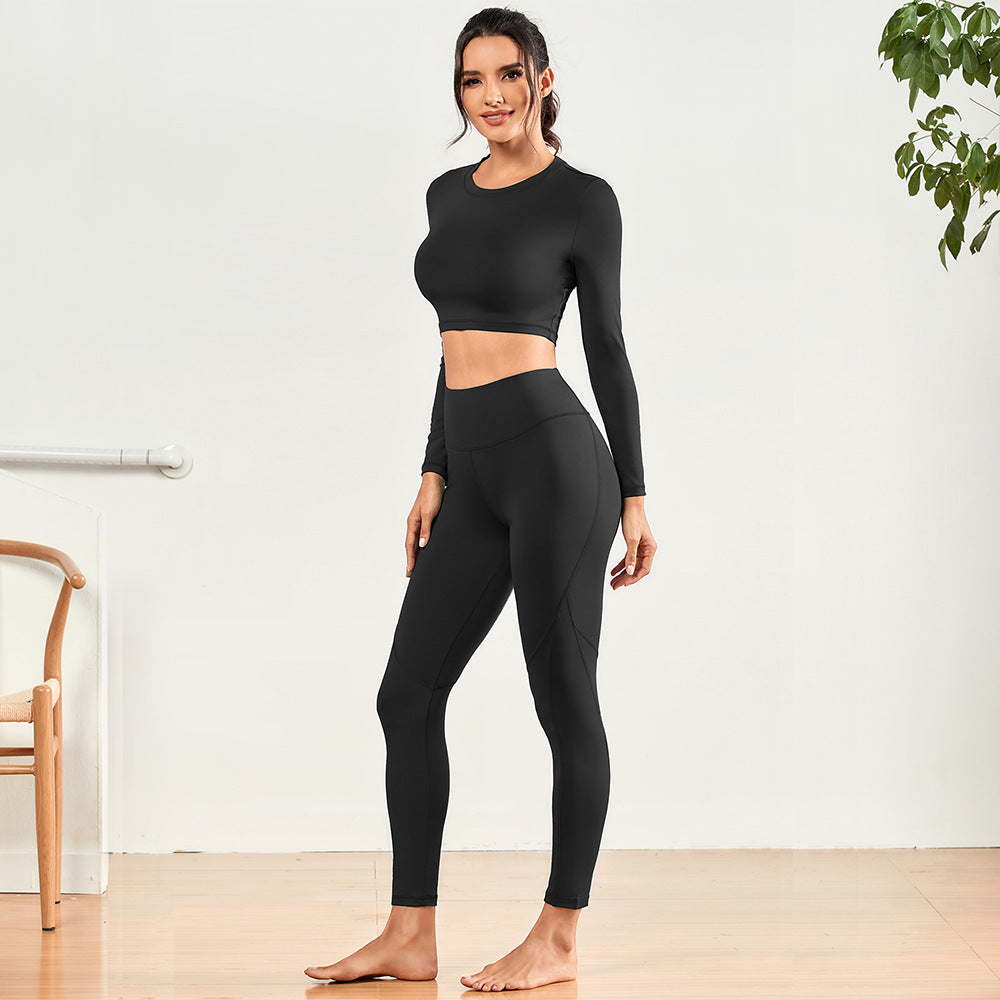 Tight-fitting Stretch Yoga Pants Sports Long-sleeved Top Yoga Clothing Suit