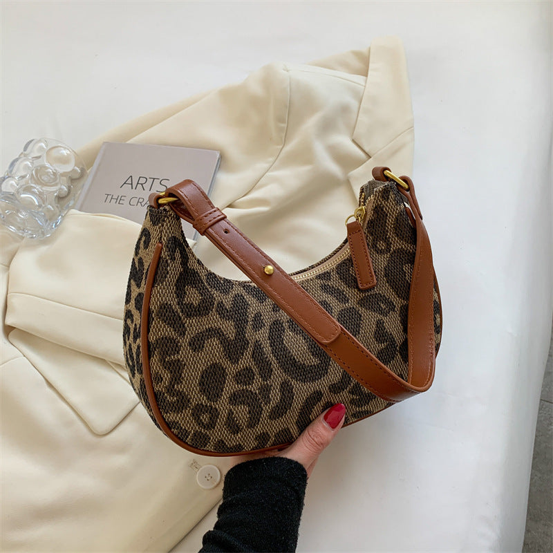 Retro Leopard Print Small Bag Women Fashion Texture One Shoulder