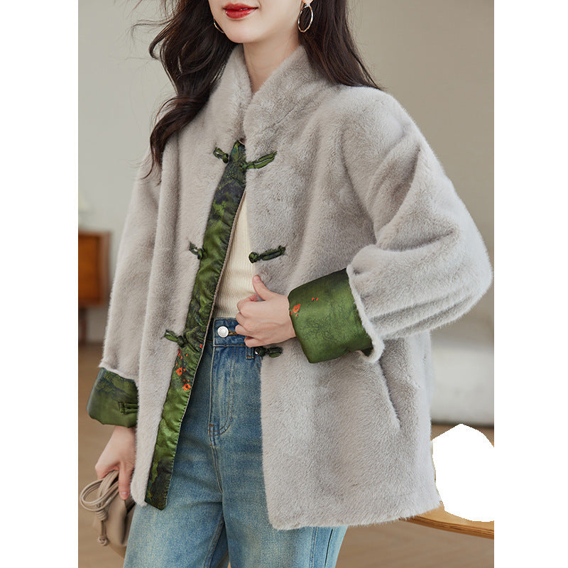 Women's Fur Chinese Style Traditional Coat