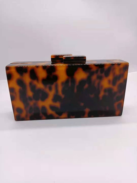 Amber Acrylic Bag Leopard Print Banquet Clutch