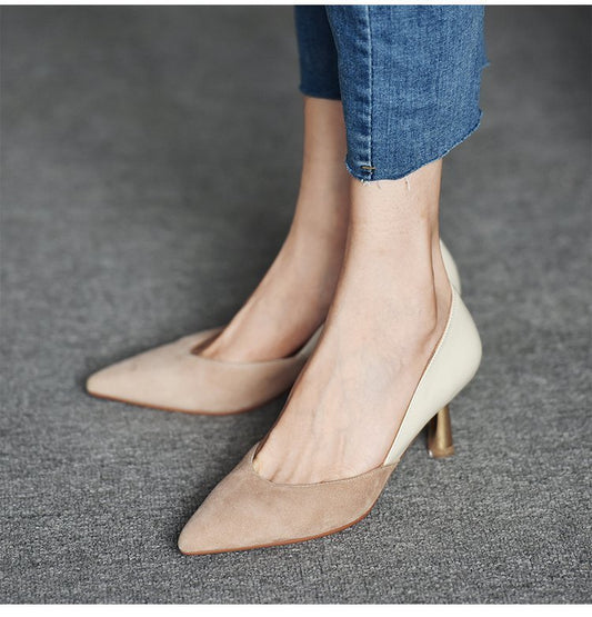 Women's Nude Autumn Pointed Toe Pumps