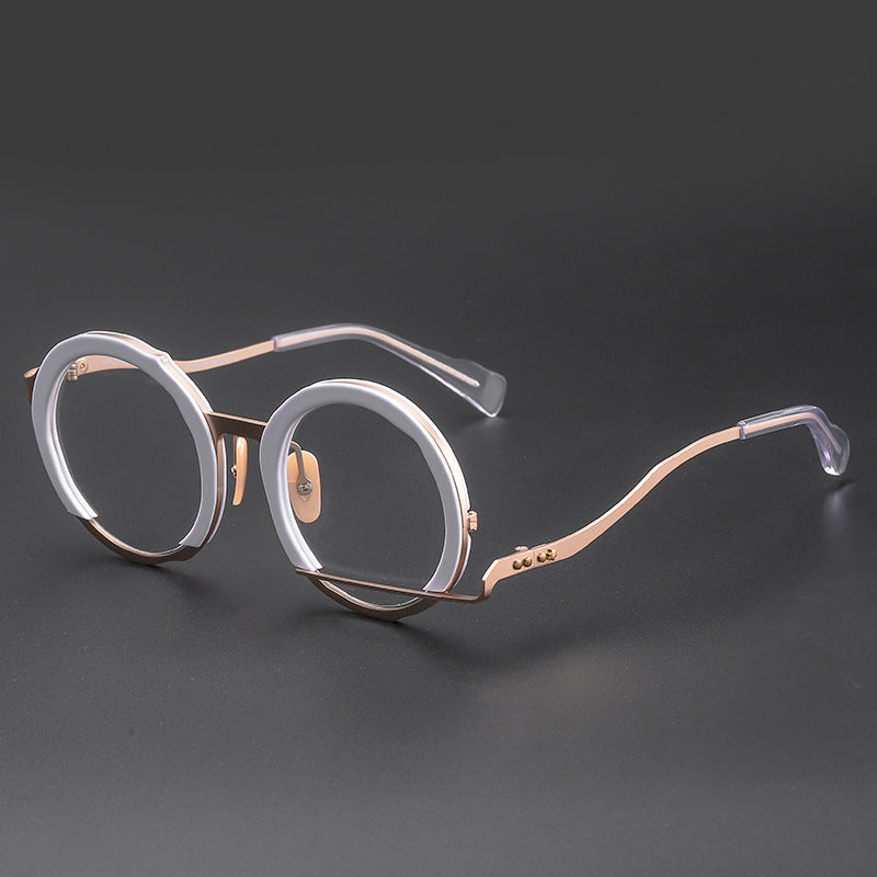 Can Be Equipped With Degrees Large Frame Fashion Round Frame Metal Spectacle Frame