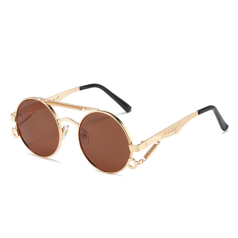 Men's And Women's Fashion Retro Spring-legged Double-beam Metal Glasses