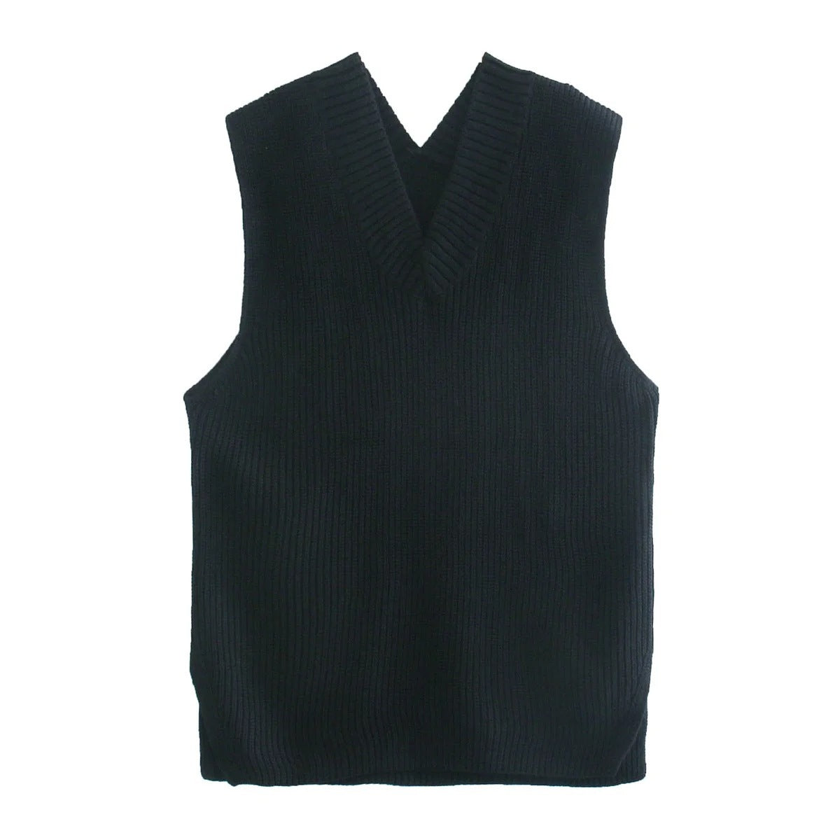 White split V-neck sleeveless knitted vest vest