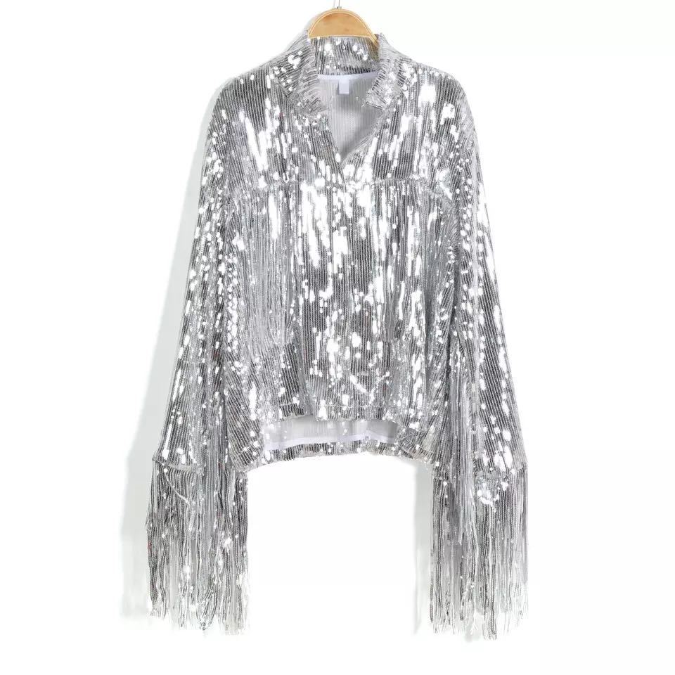 Bar Dance Performance Clothing Fashionable Sequins Coat