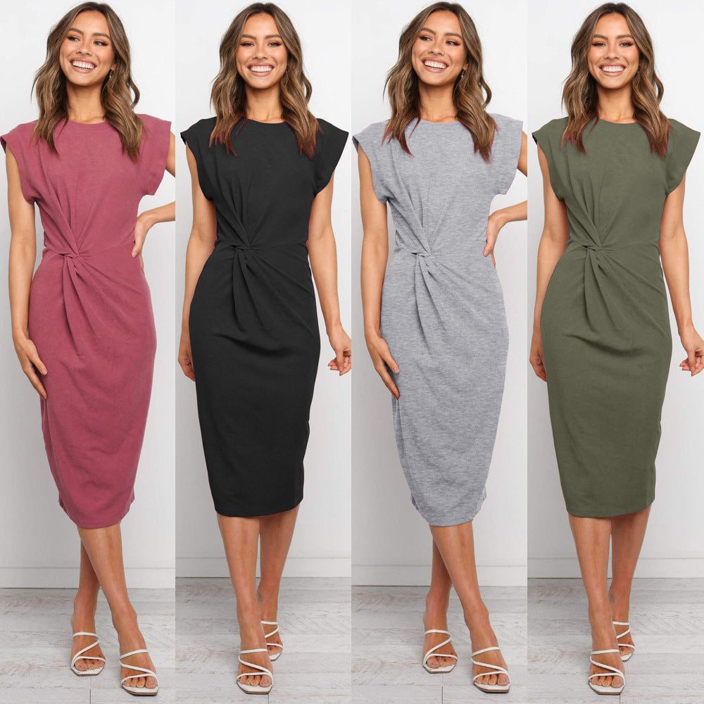 Women's New Sleeveless Twisted Slim Vest Dress