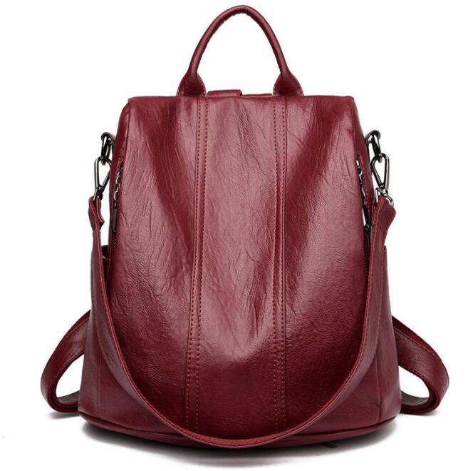 All-match Leather Soft Leather Anti-theft Multifunctional Backpack