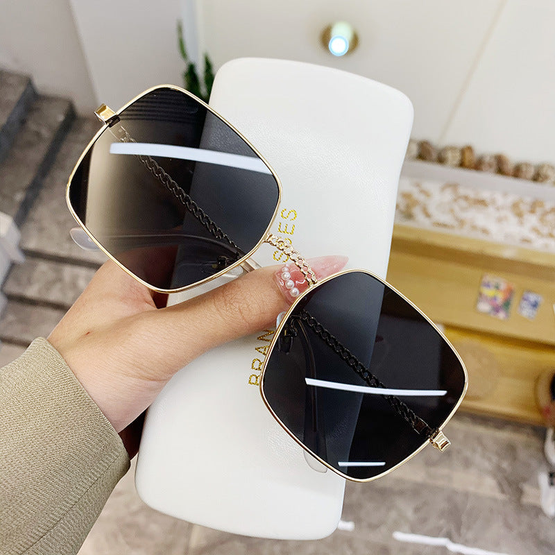 Large Frame Frame Hollow Glasses Leg Sunglasses