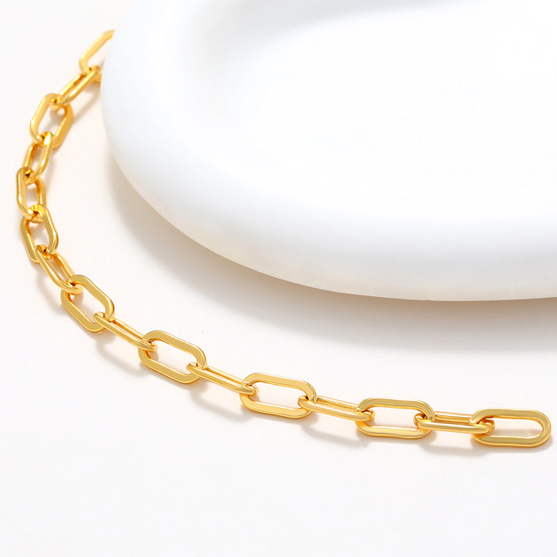 Alloy Gold-plated Oval Chain INS Cold Style Simple Golden Chain European And American Bracelets