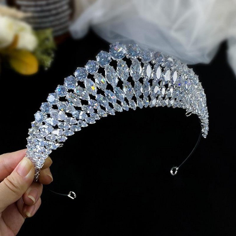 Korean Super Sparkle Zircon Crown Bride Wedding Headwear