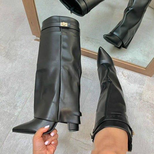 Lock Pants Boots Knight Boots Mid-calf