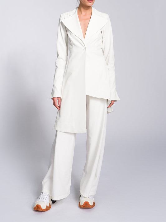 Irregular Hem Jacket & Pants Suit