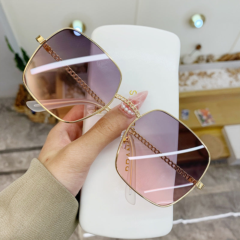 Large Frame Frame Hollow Glasses Leg Sunglasses