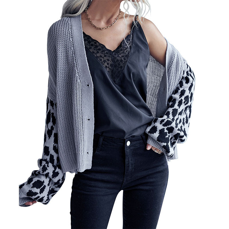 Autumn And Winter New Fashion Women's Clothing Long Sleeve Leopard-print Sweater Coat For Women