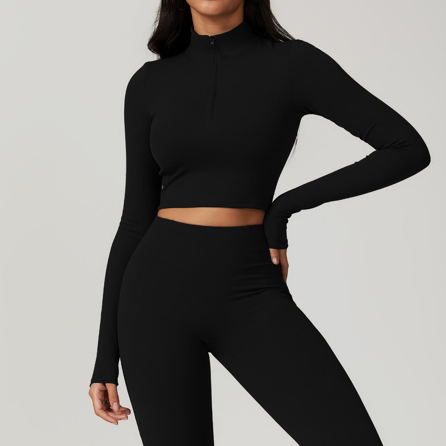 Zipper Tight Long Sleeve Yoga Wear