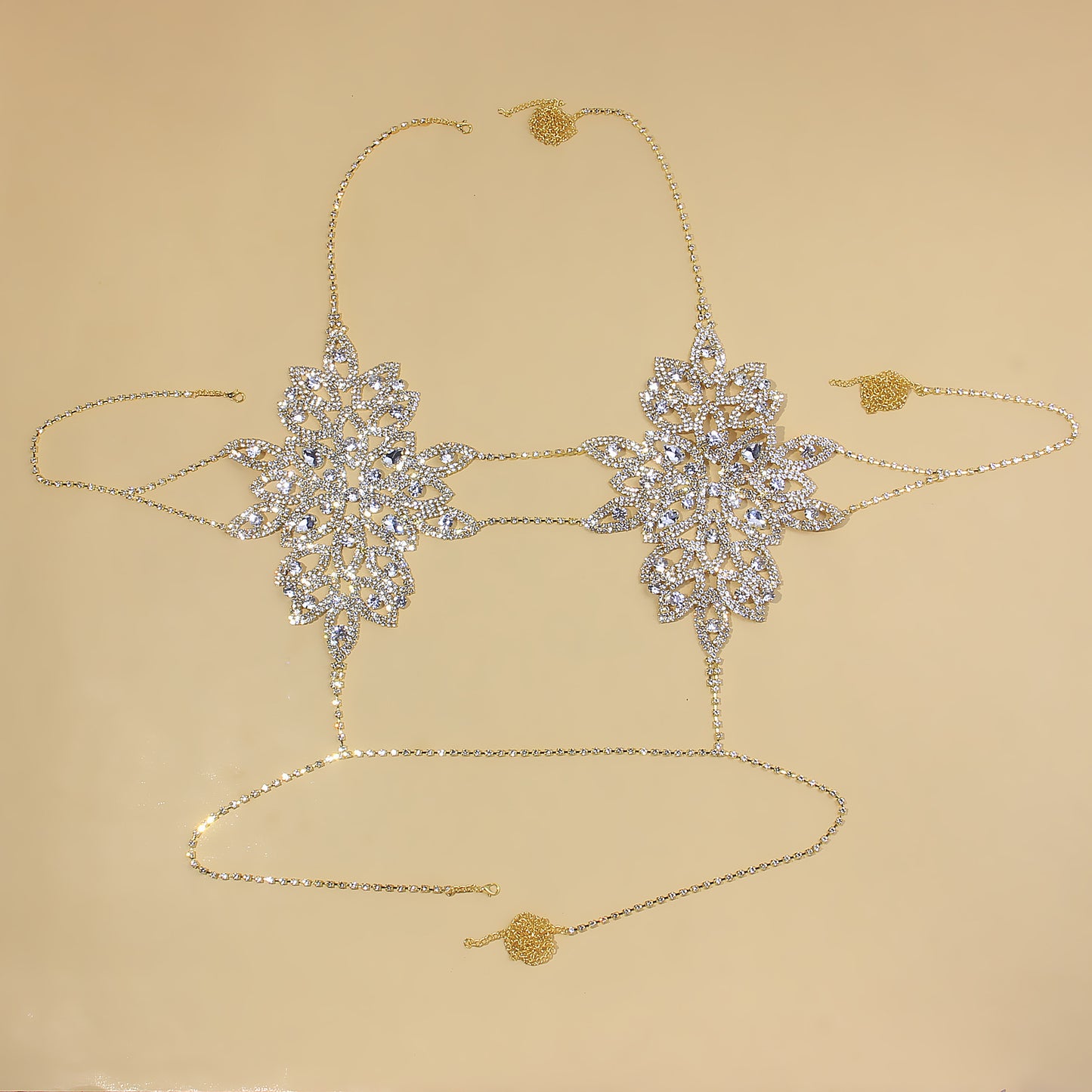 Sexy Bikini Body Chain Fashion Luxury Rhinestone Flower Body Chain Set