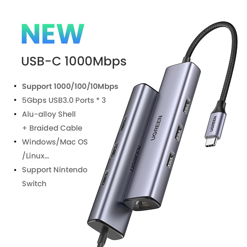 Hub USB-C Ethernet semplici 3.0 