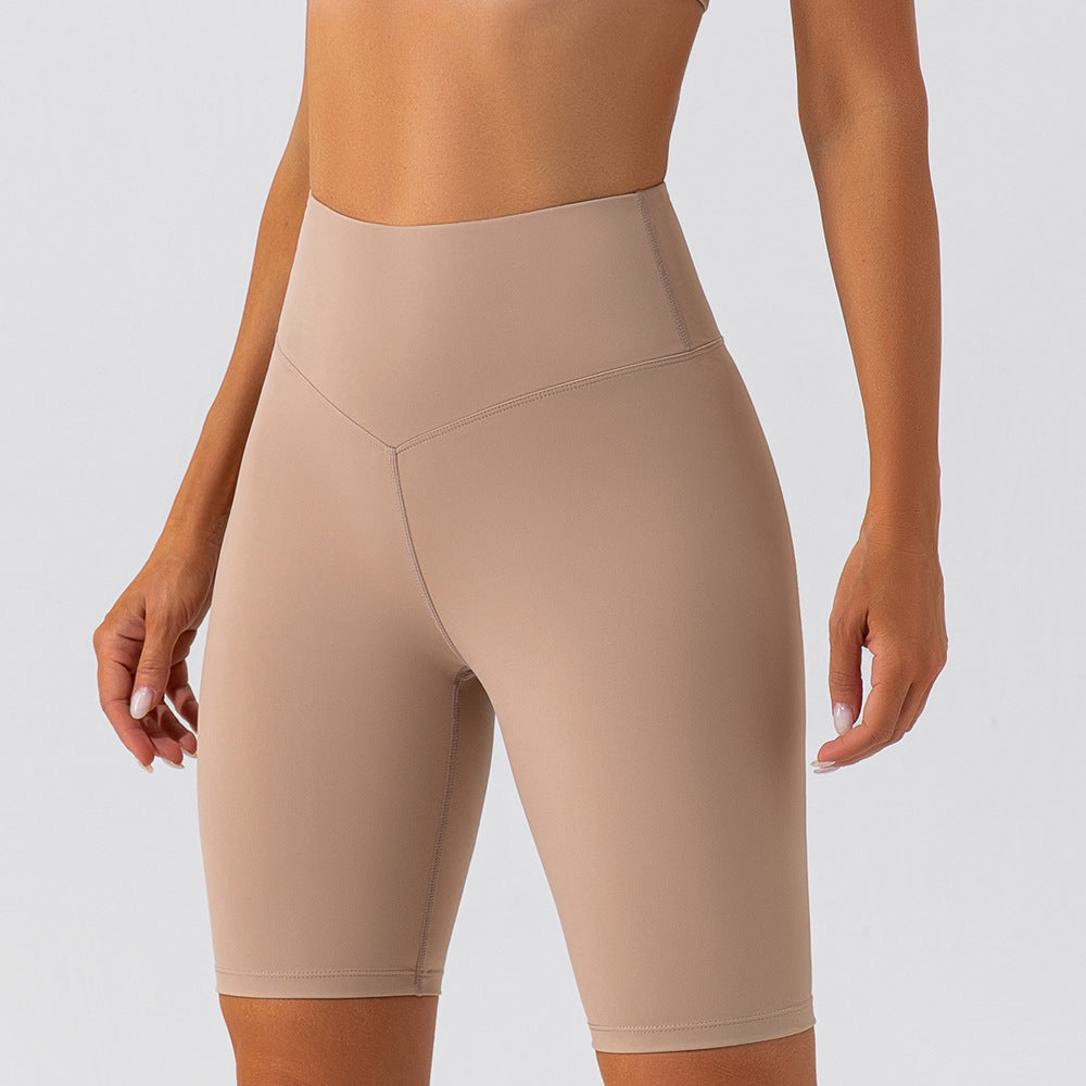 Running Sports Top da donna, asciugatura rapida, colore nudo, a maniche corte, maglietta fitness