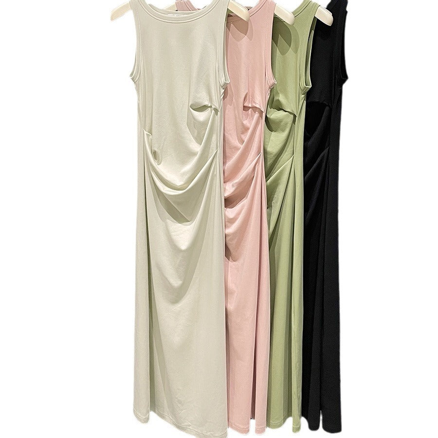 Design Sense Slim Slimming Pleated Long Dress