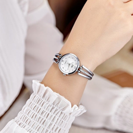 Round Watch Women's Rhinestone Steel Band Fashion Watch