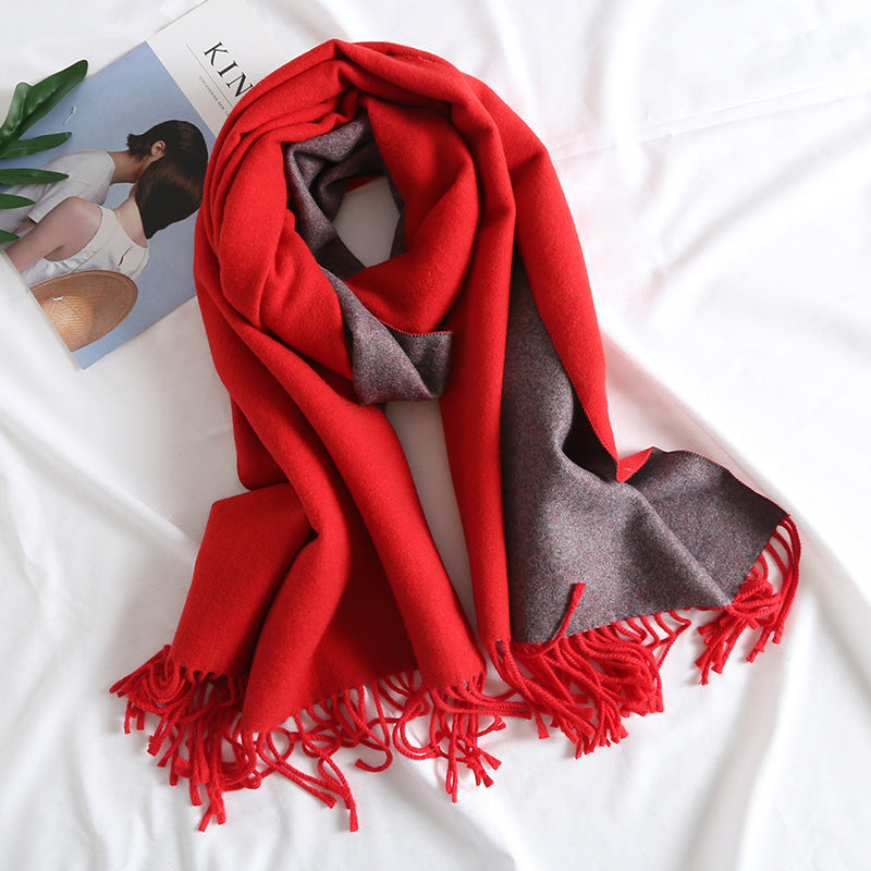 Cashmere-like Solid Color Scarf Double-sided Two-tone