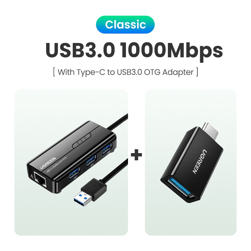 Hub USB-C Ethernet semplici 3.0 