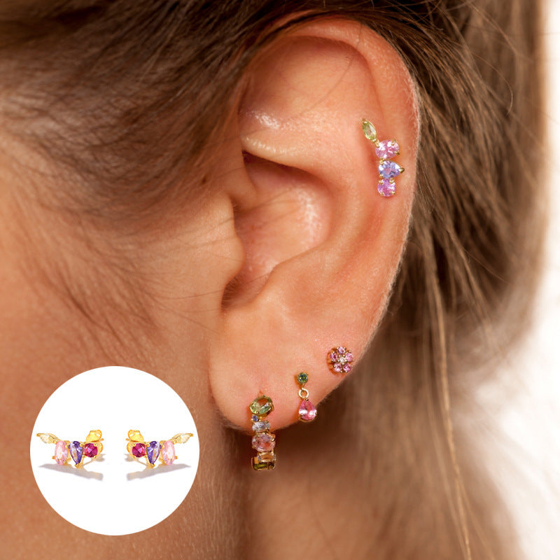 Minimalist Colorful Crystals Ear Studs Niche Advanced