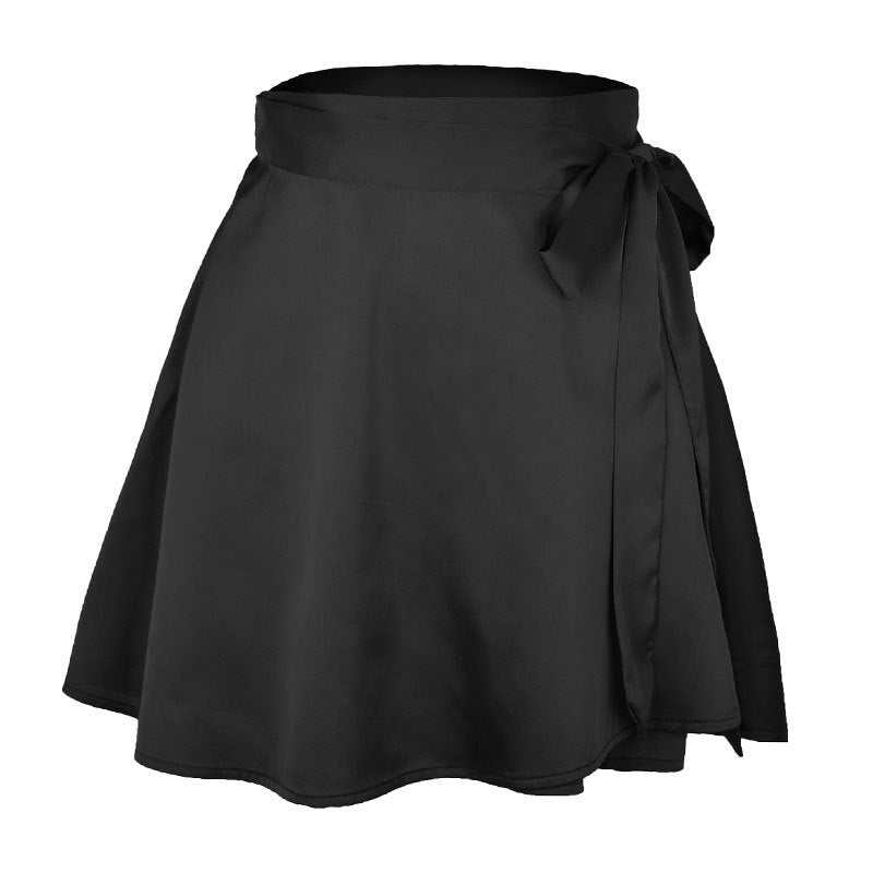 Hip-packed Solid Color Skirt Female Fashion Chiffon Satin High Waist A-Line Short Skirt