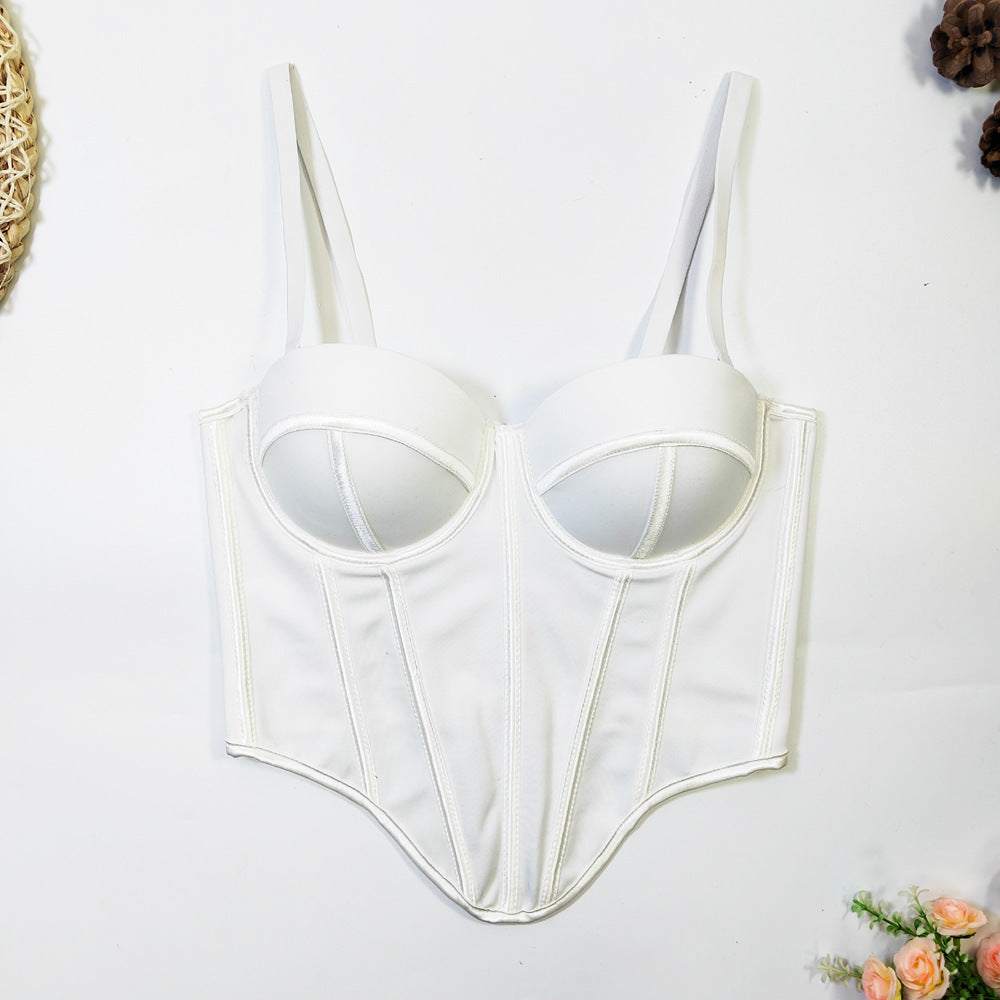 Fried Street Popular Irregular Fishbone Bra Inner Wear Outer Wear Sling Women's Corset Beauty Back Tube Top