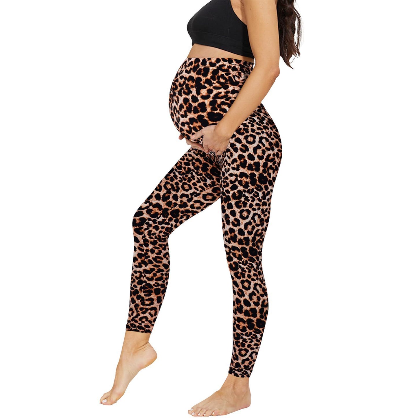 Pregnant Women's Cropped High Waist Fashion Casual Leggings