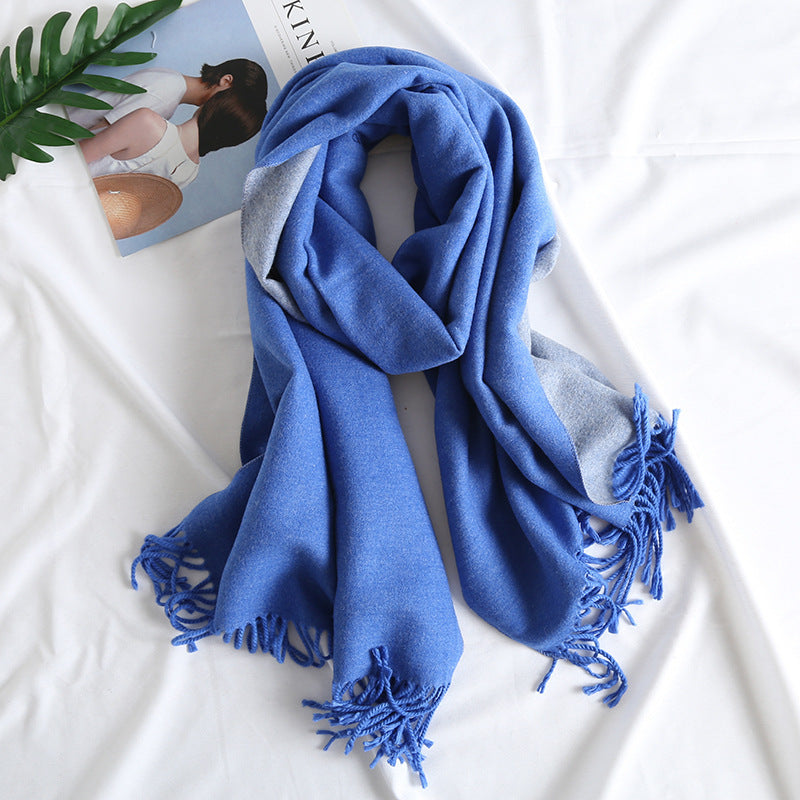 Cashmere-like Solid Color Scarf Double-sided Two-tone